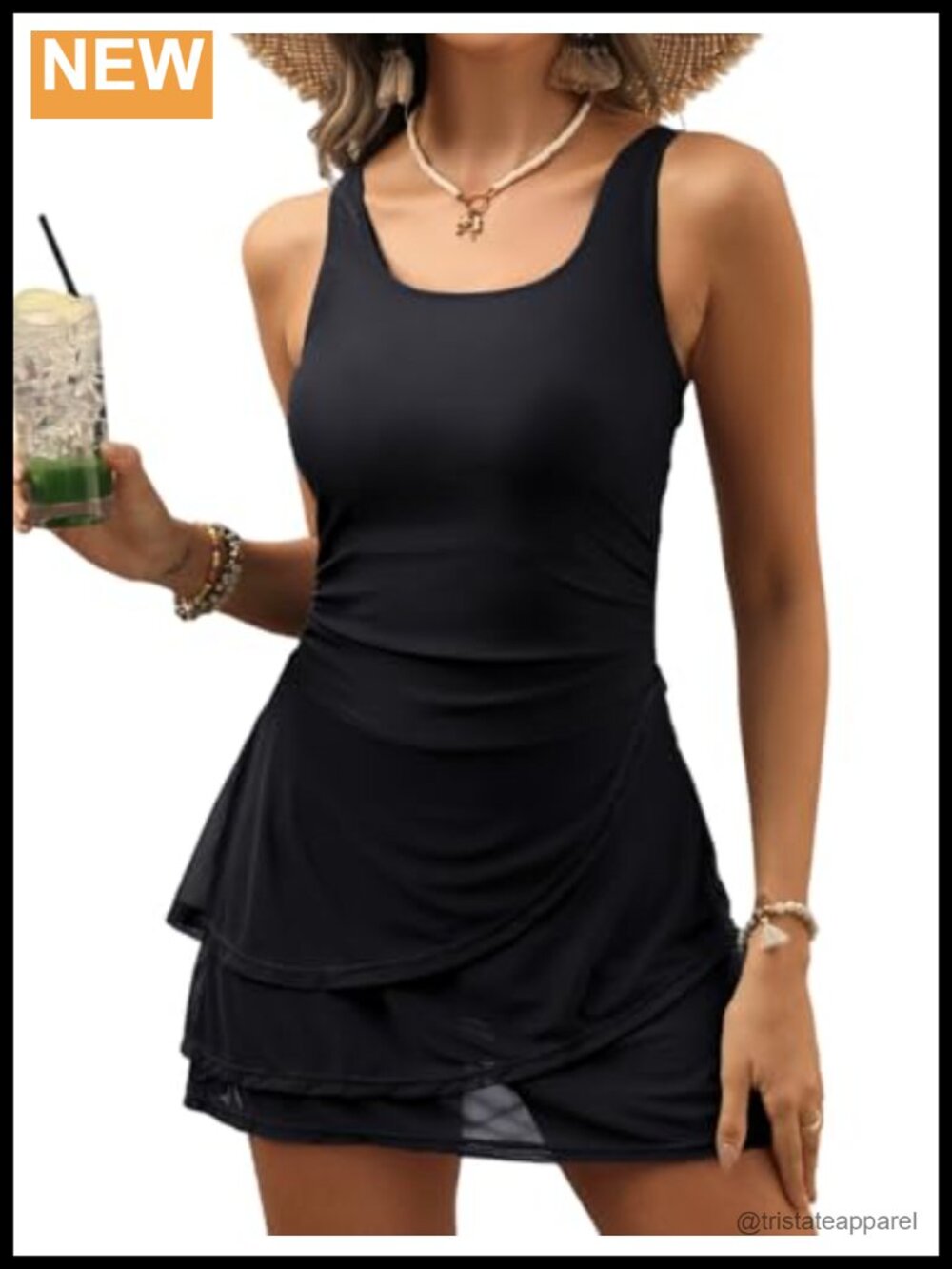 Women One Piece Tummy Control Swimsuit Modest Swim Dress Bathing Suit